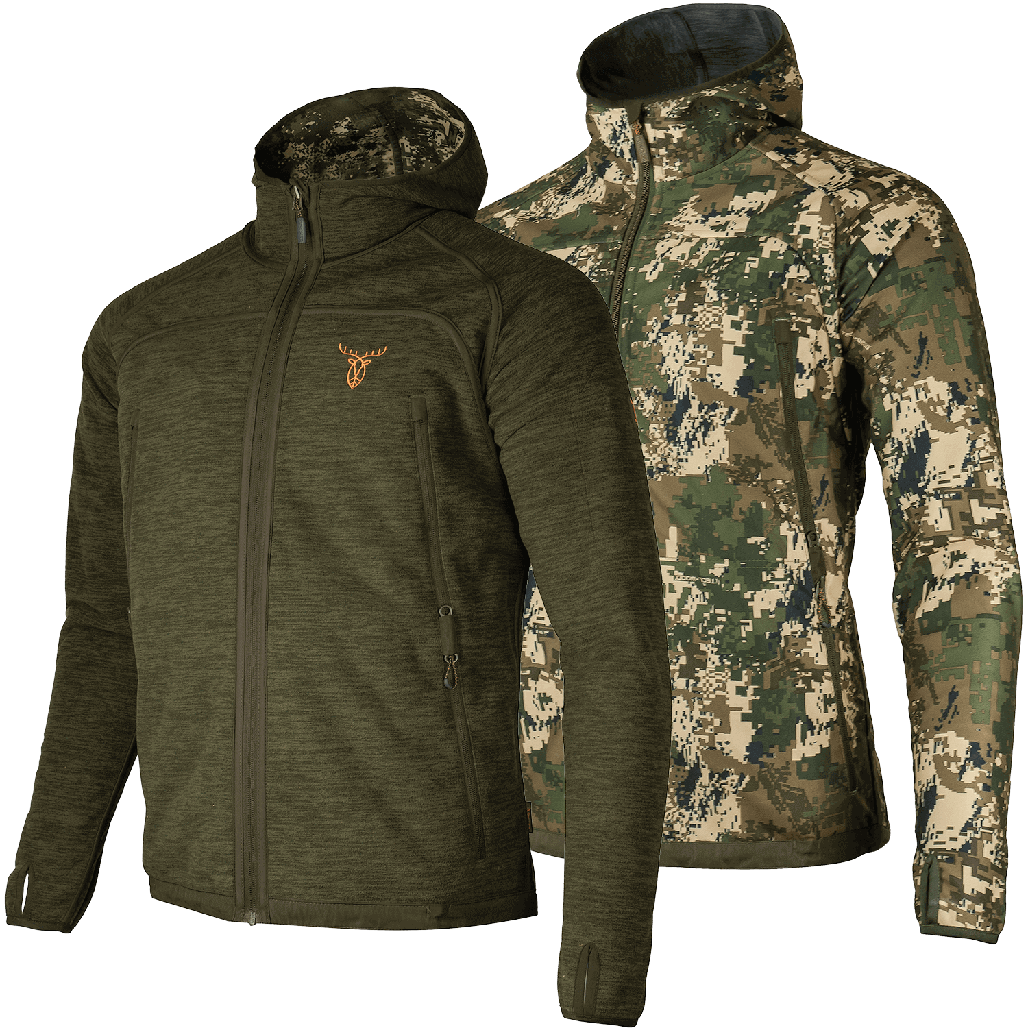  Pirscher Gear Giacca con cappuccio in pile reversibile (Optimax 2S/verde)