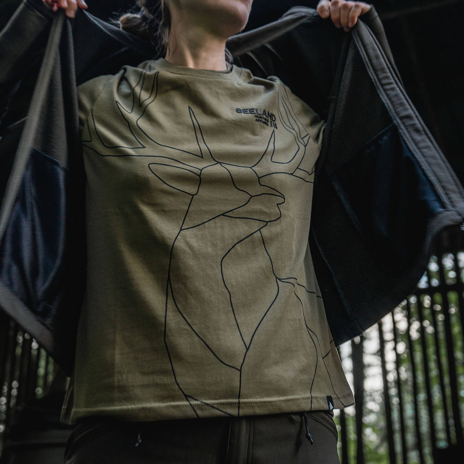  Seeland Maglietta da donna Deer On Line (oliva militare)